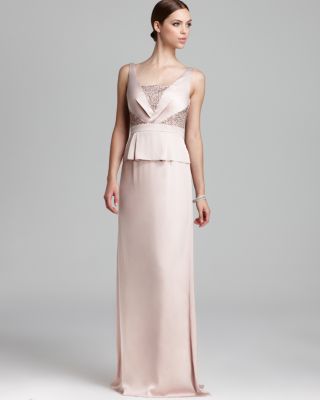 aidan mattox illusion peplum gown