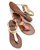 MICHAEL Michael Kors Women's Snake-Embossed Flat Sandals