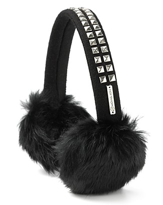 MICHAEL Michael Kors Pyramid Stud Rabbit Fur Earmuffs