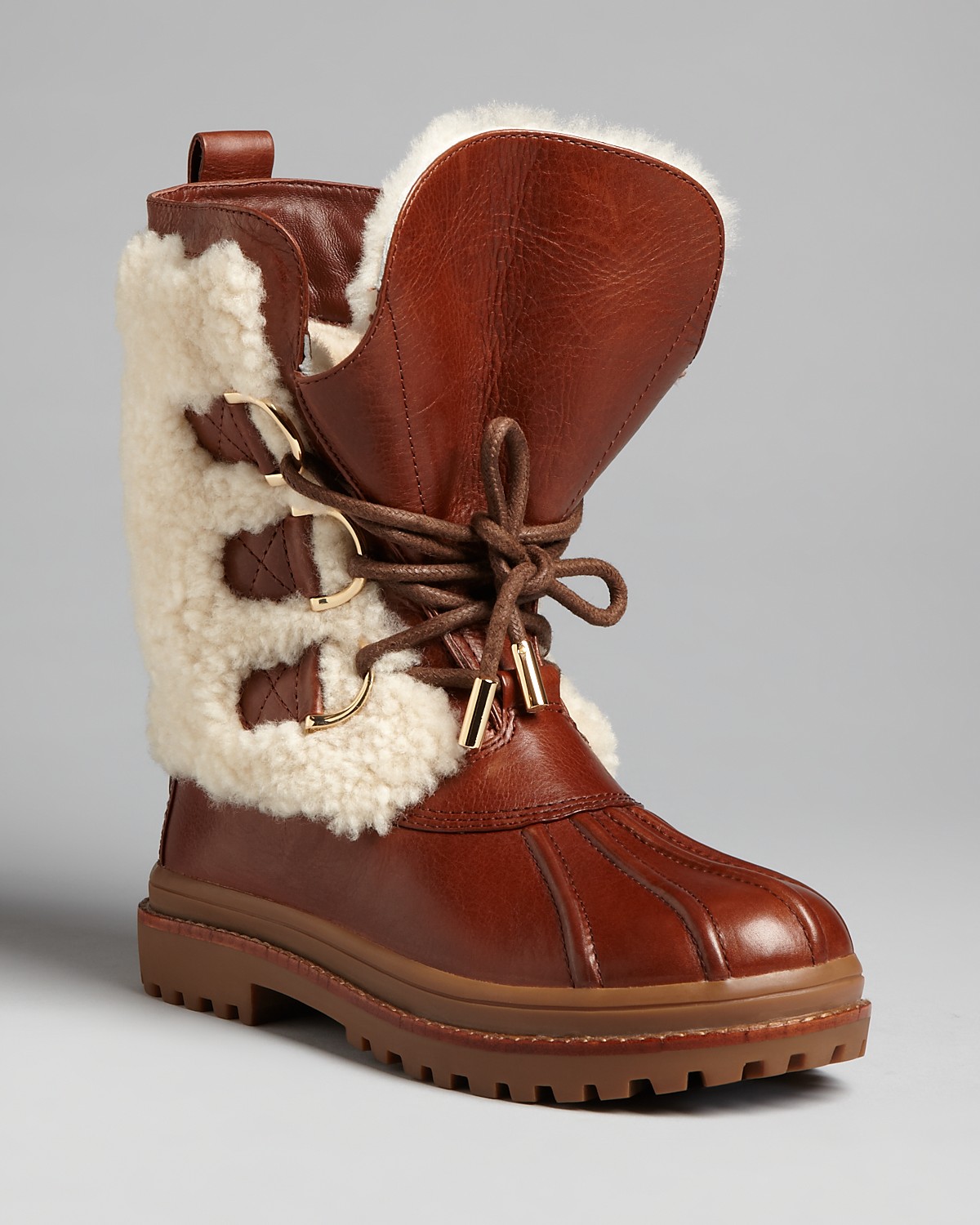 Tory Burch Shearling Flat Boots - Aima | Bloomingdale's