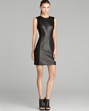 Aqua Leather Combo Sleeveless Dress