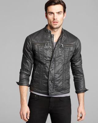 John Varvatos USA Denim-Style Leather Jacket | Bloomingdale's