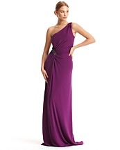David Meister One-Shoulder Gown with Beading David Meister One-Shoulder Gown with Beading