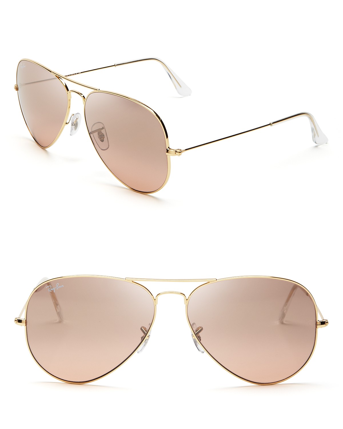 Ray-Ban 0RB3025 Aviator Sunglasses,Gold Frame/Brown-pink Silver Mirror Lens,One Size 