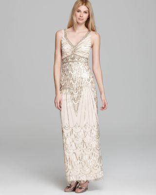 Sue Wong Gown - V Neck Beaded | Bloomingdale's