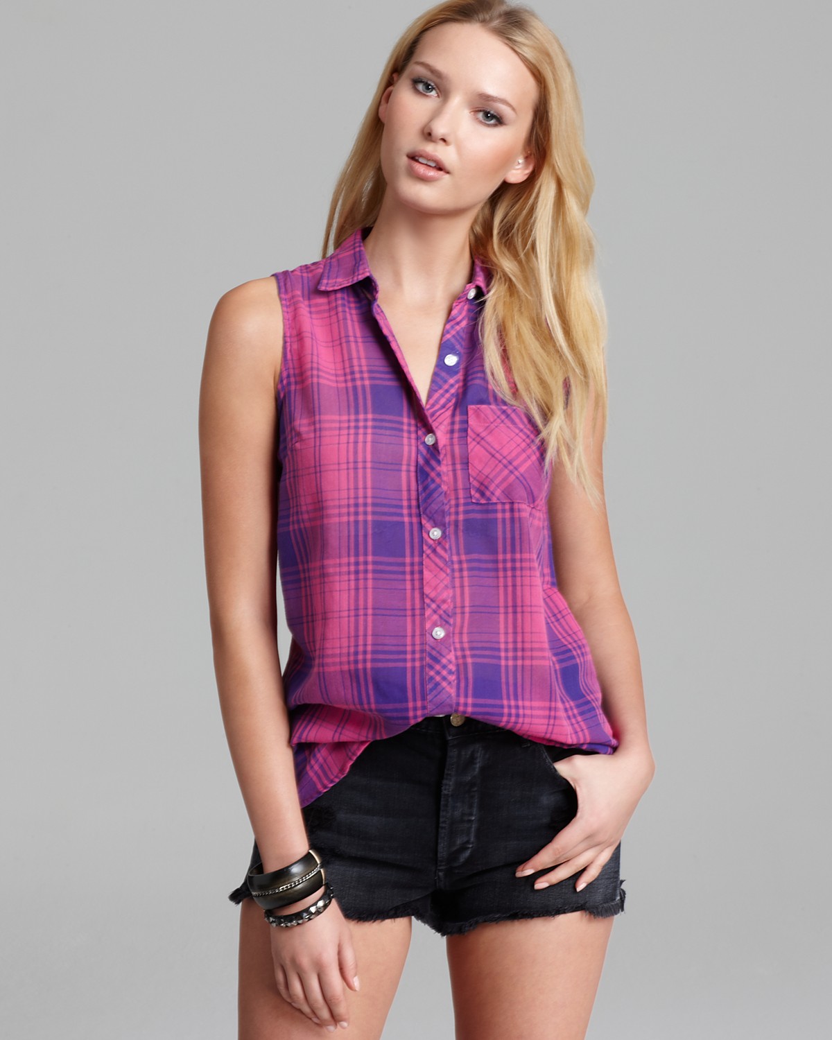 Rails Shirt - Evyn Plaid Sleeveless | Bloomingdale's