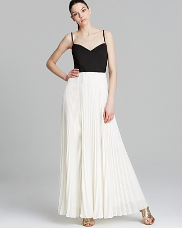 Laundry by Shelli Segal Gown - Spaghetti Strap Bandage Pleated Chiffon Skirt | Bloomingdale's
