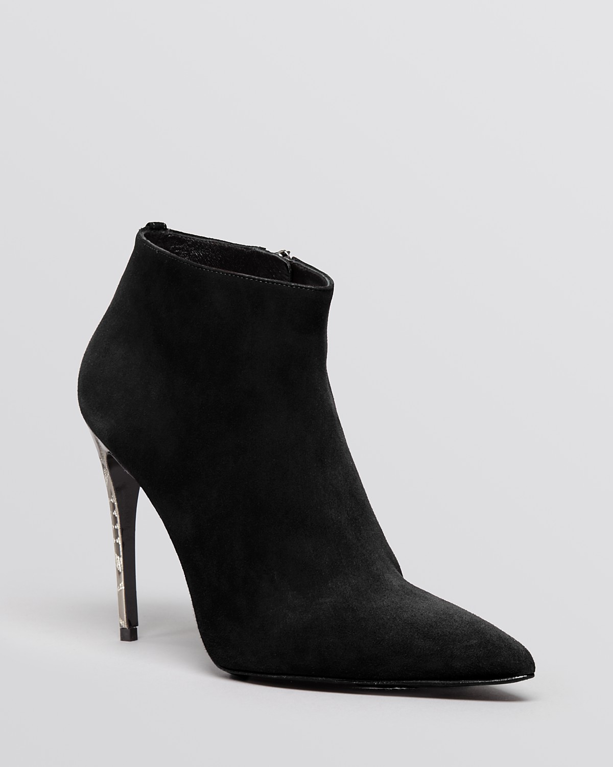 Burberry Pointed Toe Booties - Estover Check Engraved High Heel