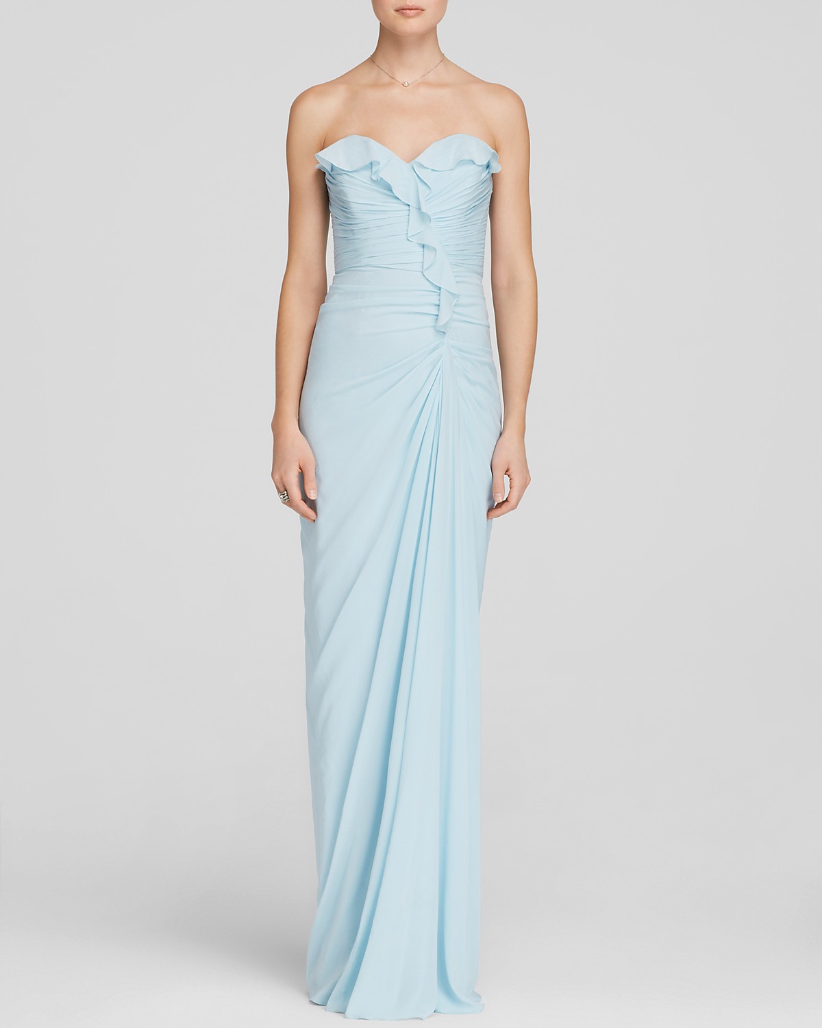 Badgley Mischka Gown - Sweetheart Neck Ruffle Chiffon | Bloomingdale's