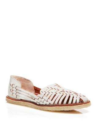 woven huarache pointed toe flats