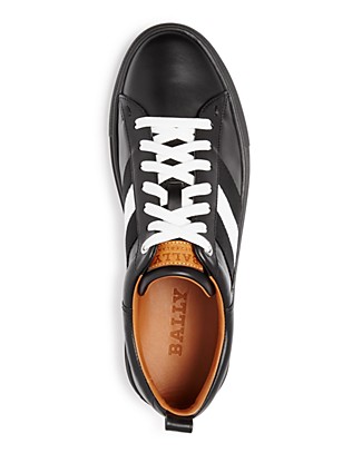 BALLY WEBBING STRIPE LEATHER SNEAKERS, BLACK | ModeSens
