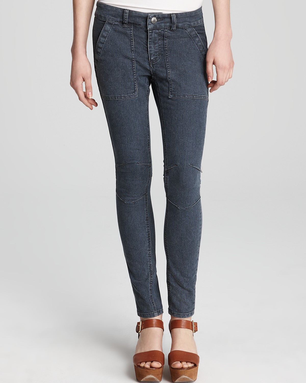 Free People Pants - Railroad Denim Utility Pinstripe | Bloomingdale's
