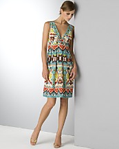 Nicole Miller ikat-print silk day dress Nicole Miller ikat-print silk day dress