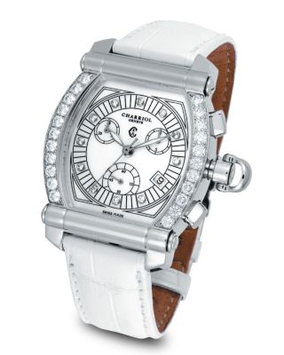 Charriol Diamond "Colvmbvs Chronographe Tonneau" Watch With White ...