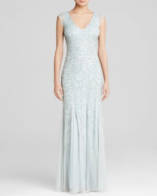 aidan mattox beaded v neck gown
