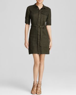 belted cotton shirt dress