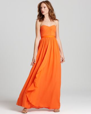 BCBGMAXAZRIA Gown - Amber Cascade Strapless | Bloomingdale's