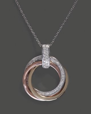 Diamond Circle Pendant Necklace In 14K White, Yellow And Rose Gold, .20 ...