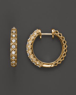 Diamond Huggie Hoop Earrings In 14K Yellow Gold, .50 Ct. T.w ...