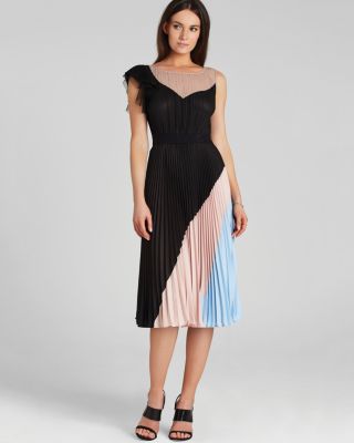 BCBGMAXAZRIA Dress - Ciara Color Block Pleated | Bloomingdale's