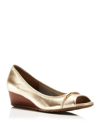 cole haan open toe wedge pump