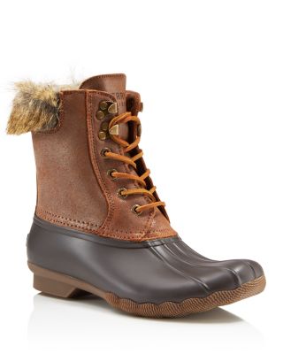 sperry maritime faux fur lined winter duck boot