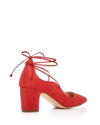 lace up pointed toe pumps