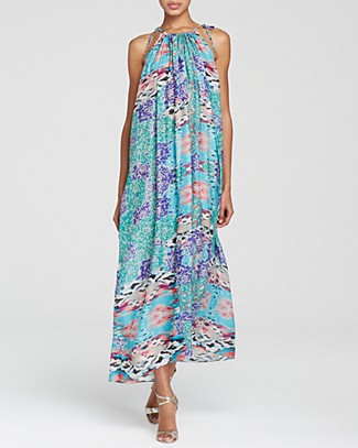 floral meadow halter maxi moon dress