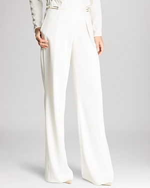 Halston Heritage Buckle Detail Wide Leg Trousers