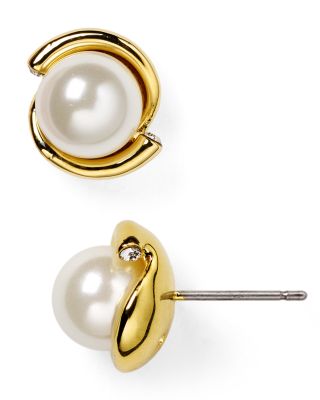 spade kate york dainty sparkler stud faux pearl earrings