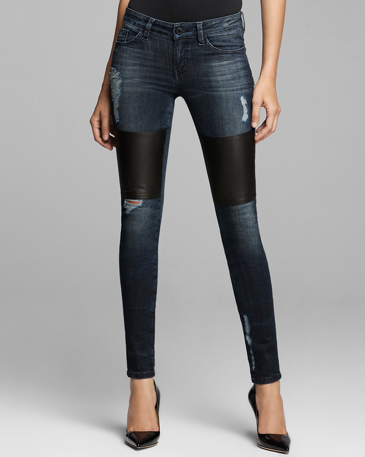 GUESS Leggings - Patched Brittney Zip | Bloomingdale's