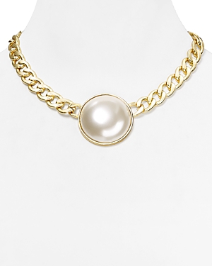AQUA Golda Single Faux-Pearl Chain Necklace