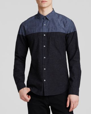 color block button down shirt