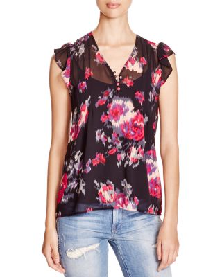 Joie Macy Floral Print Silk Top | Bloomingdale's