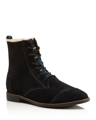 toms black lace up booties