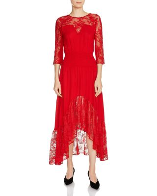 maje red lace dress
