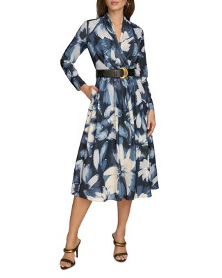 Donna Karan New York Womens Printed Belted A-Line Nightfall Multi 8
