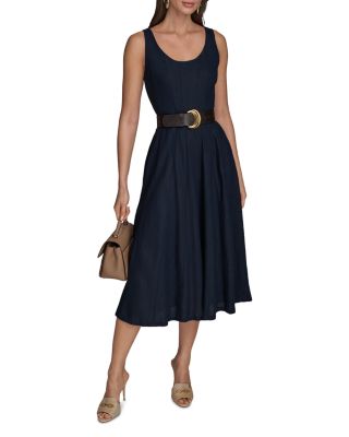 Donna Karan New York Womens Belted A-Line Dress Nightfall 4