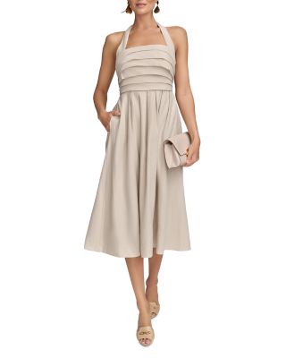 Donna Karan New York Womens Tie-Back Midi Dress Natural 10