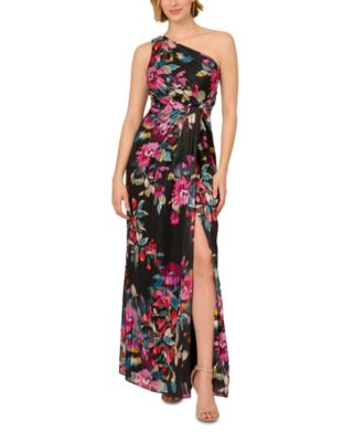 Adrianna Papell Womens Floral Chiffon One-Sho Black Multi 16