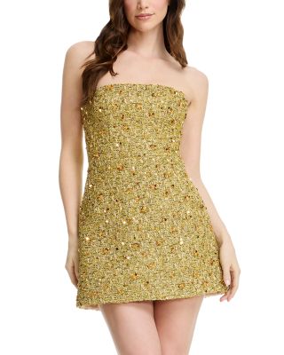 Dress the Population Womens Scottie Strapless A-Li Gold Multi L