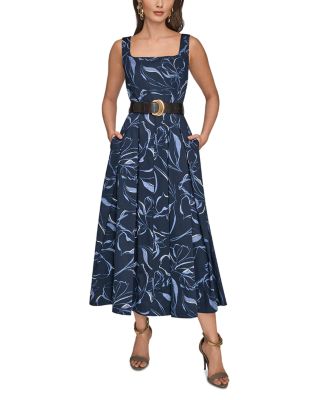 Donna Karan New York Womens Square Neck Belted A-L Nightfall 8
