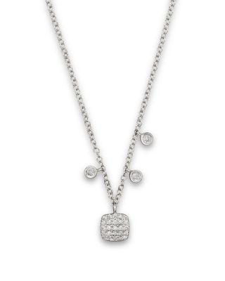 Meira T 14K White Gold Square Pavé Diamond Disc Necklace