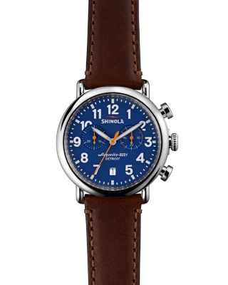 Shinola The Runwell Dark Brown Leather Strap Chronograph Watch, 41mm