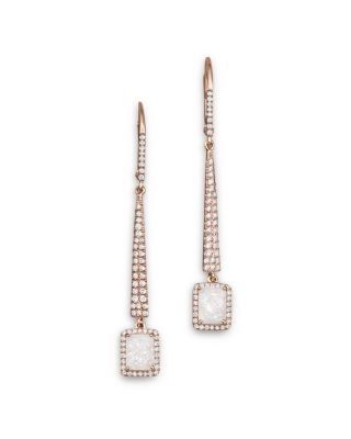 Meira T 14K Rose Gold Druzy Elongated Earrings with Diamonds