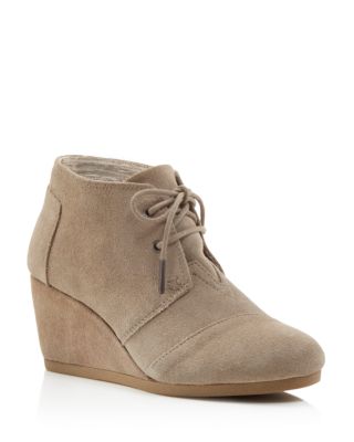 TOMS Suede Desert Wedge Booties