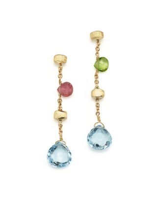 Marco Bicego Marco Bicego Paradise Drop Earrings with Mixed Semi-Precious Stones in 18K Yellow Gold