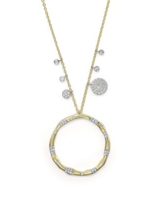 Meira T 14K Yellow Gold and Diamond Open Circle Charm Necklace, 16