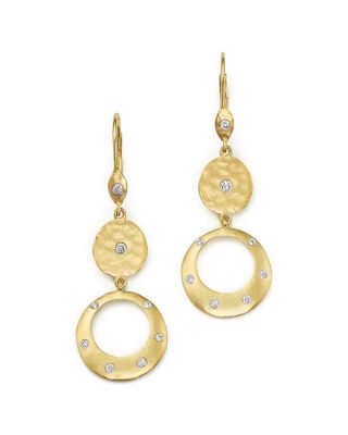 Meira T 14K Yellow Gold Open Circle Dangle Earrings with Diamonds