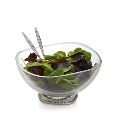 Nambé Braid Glass Salad Bowl & Servers